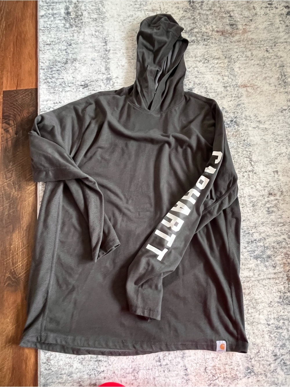 Men’s Carhartt Black Hooded Long Sleeve Tee with Sleeve Graphic